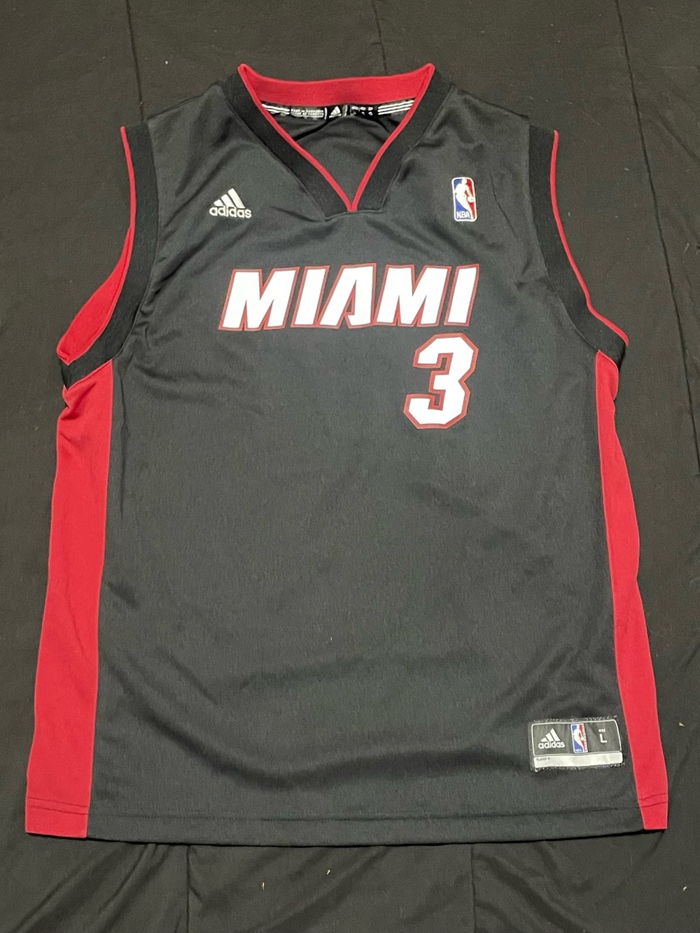 Adidas NBA Miami Heat #3 Dwayne Wade Youth Kids Sz 14/16 Large Jersey Excellent